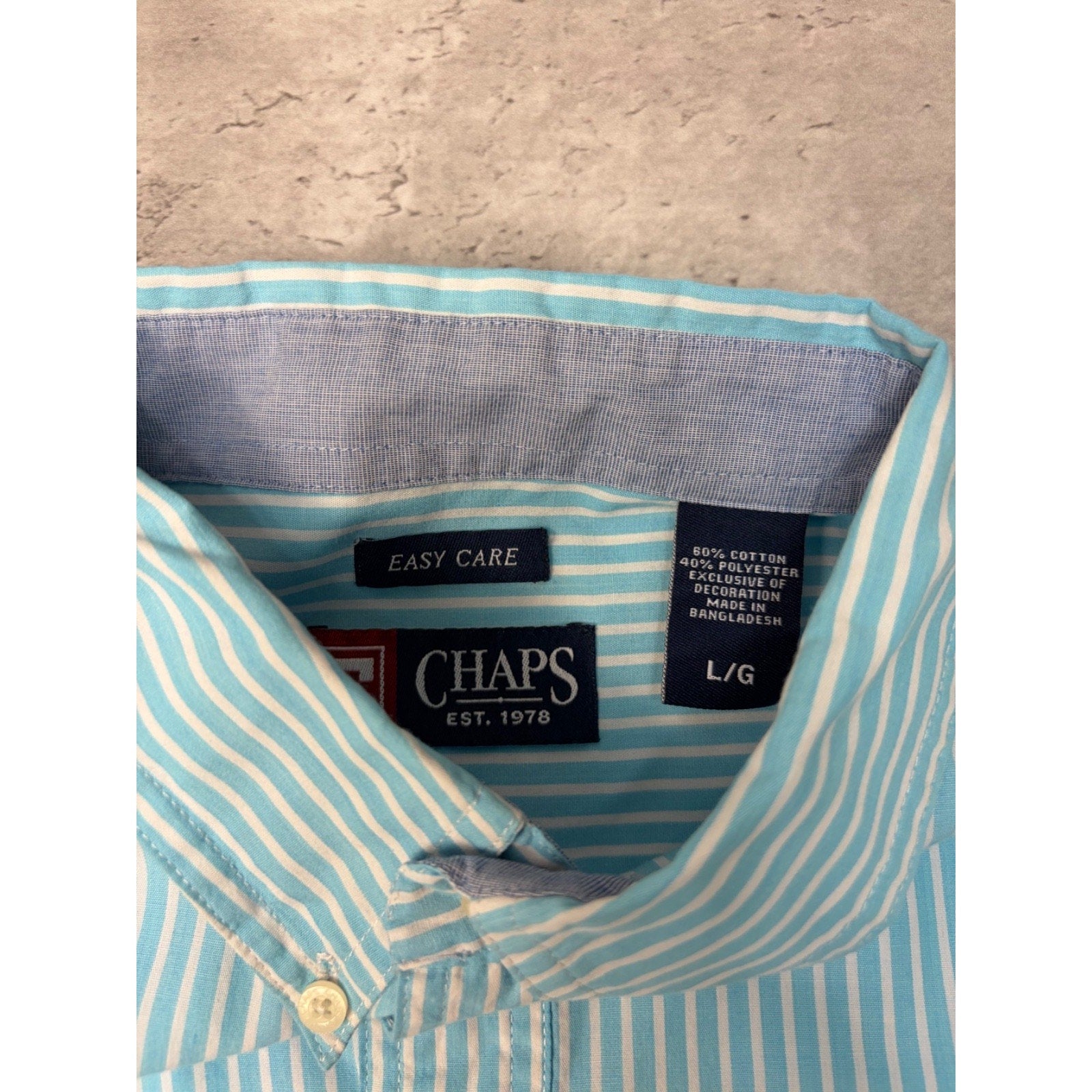Vintage Chaps Striped Long Sleeve Cropped Button Up Shirt Size Large