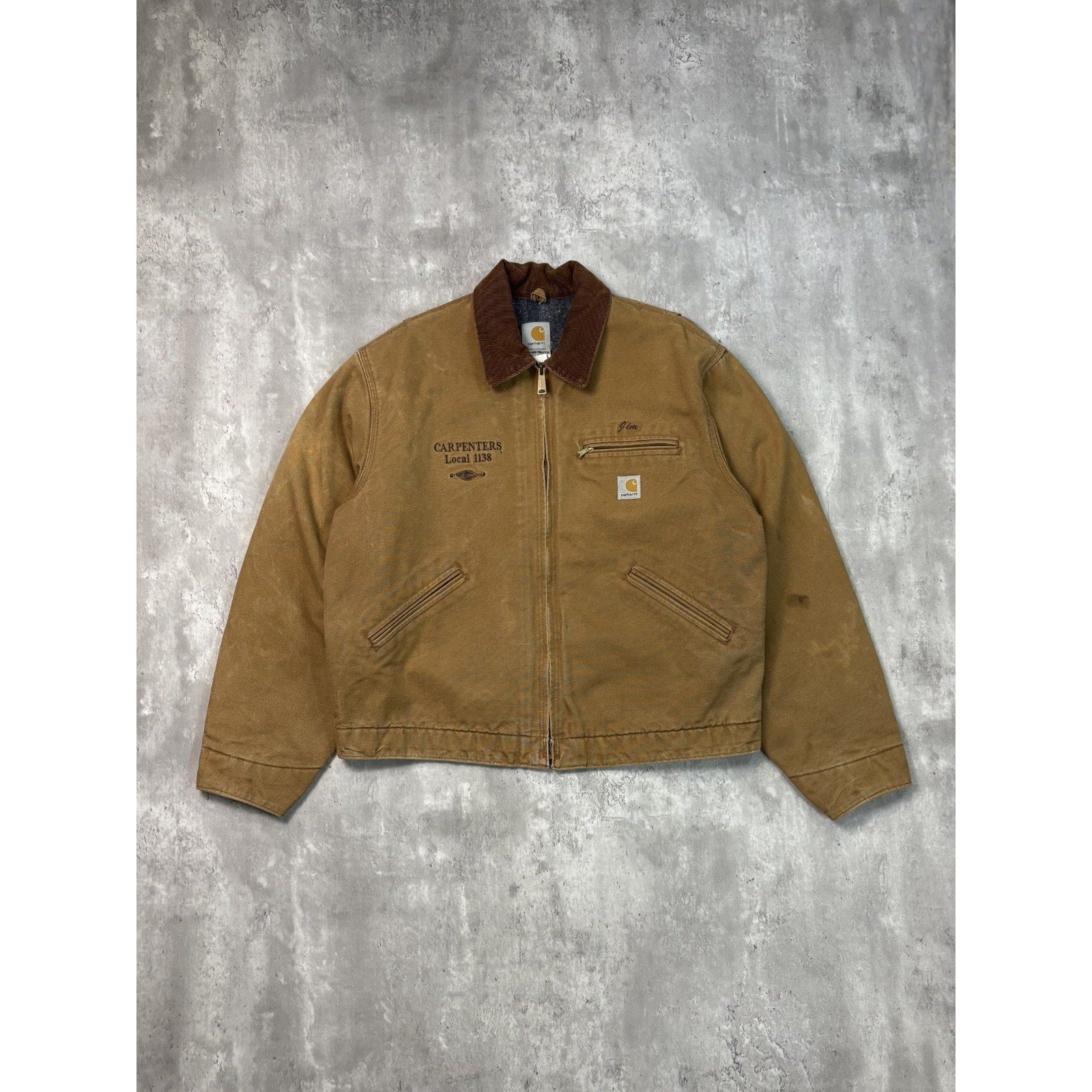 Vintage 90s Carhartt Blanket Lined Canvas Workwear Detroit Jacket Size XL