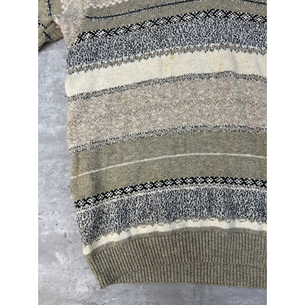 Vintage 90s Great Lakes Country Abstract Striped Collared Sweater Size Medium