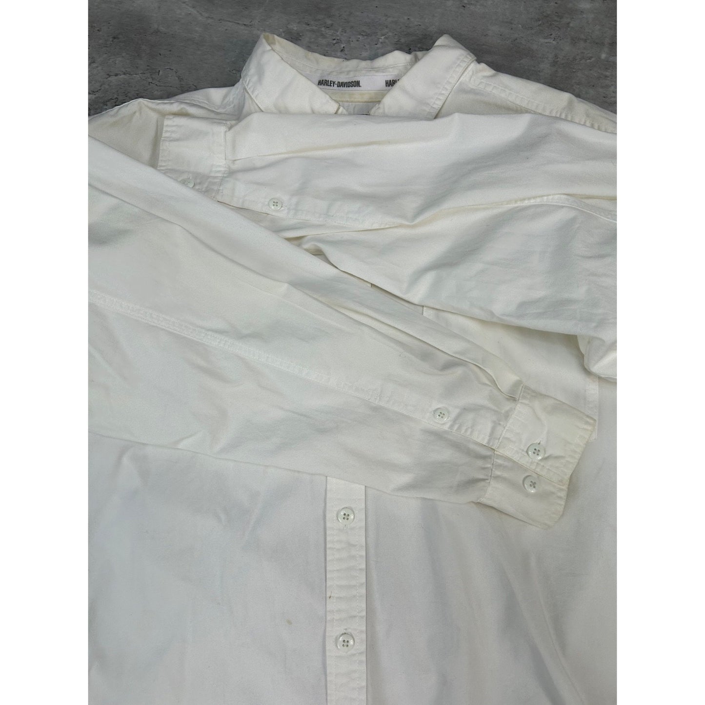 Harley Davidson Graphic Long Sleeve Button Up Shirt Size XL White