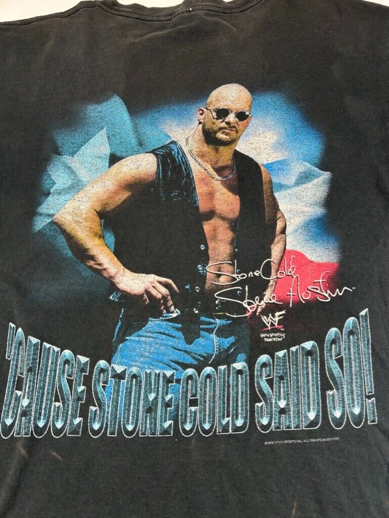 Vintage 1998 WWF Stone Cold University Wrestling Graphic T-Shirt Size Large