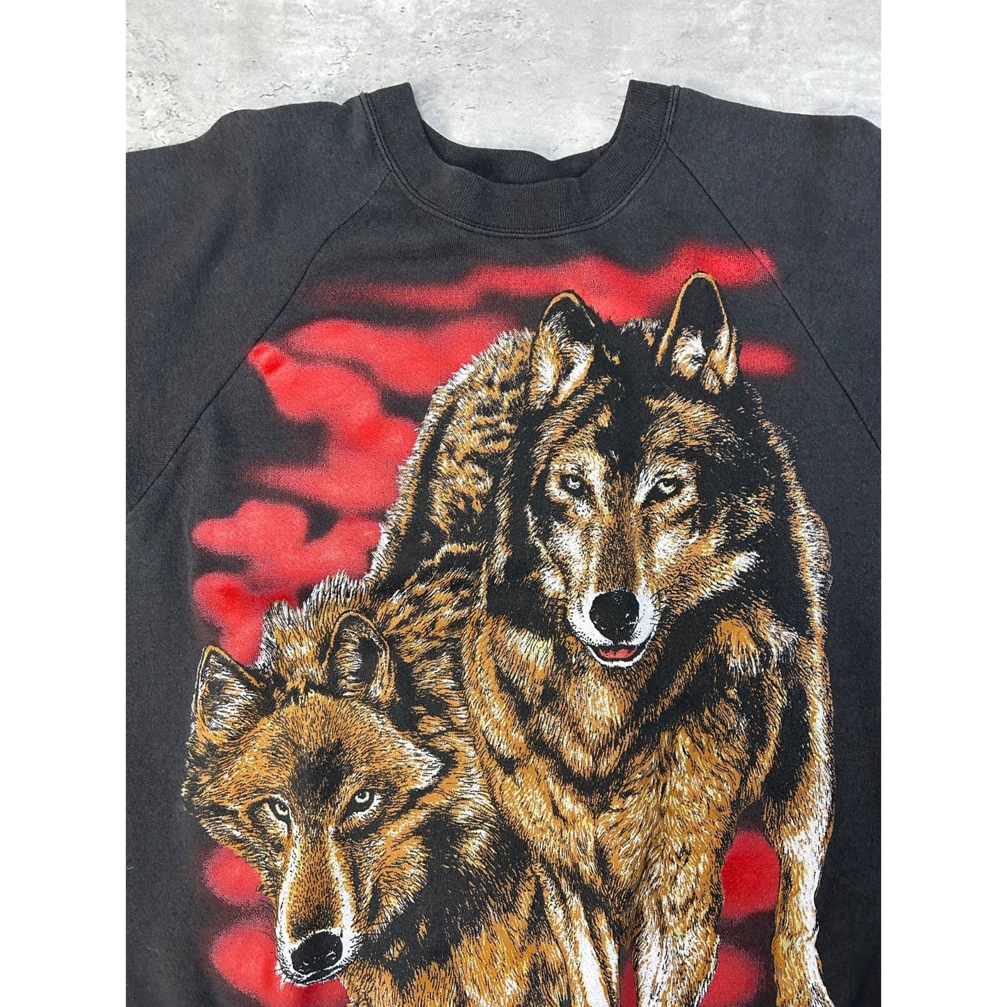 Vintage 90s 90s Wolf Wildlife Nature Animal Big Graphic Sweatshirt Size Large