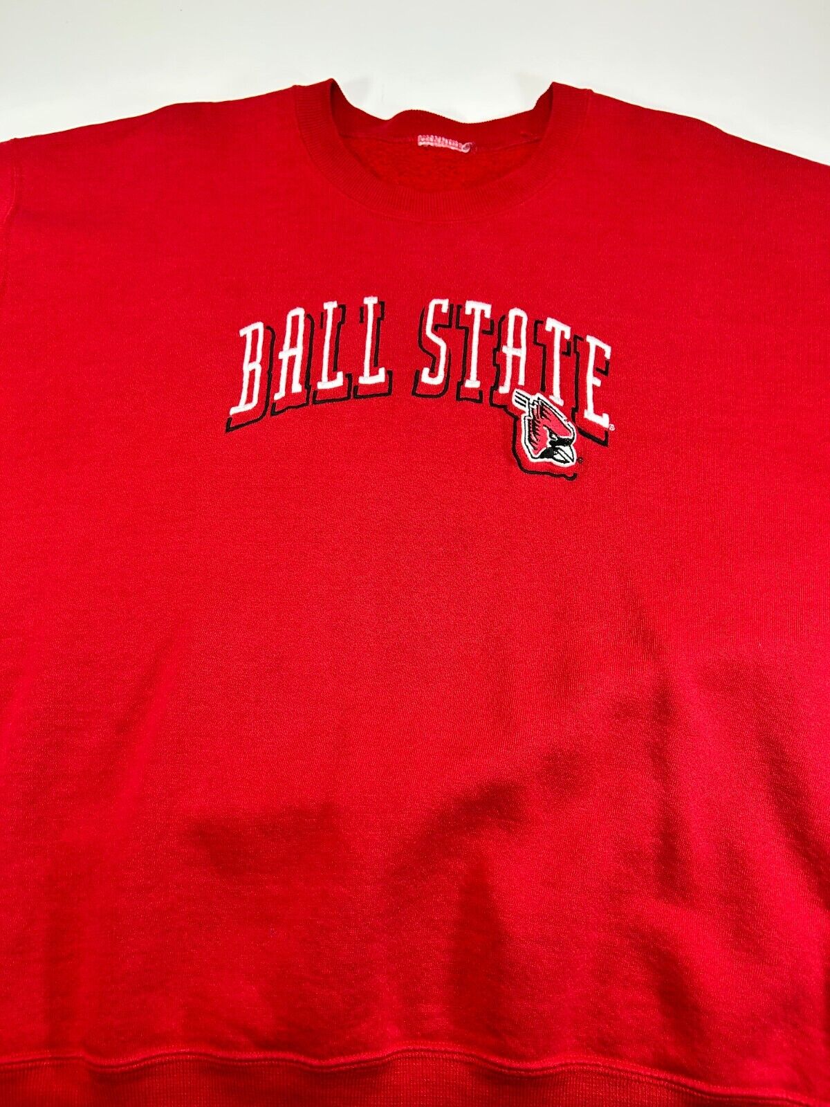 Vintage Ball State Cardinals NCAA Collegiate Spellout Sweatshirt Size XL Red