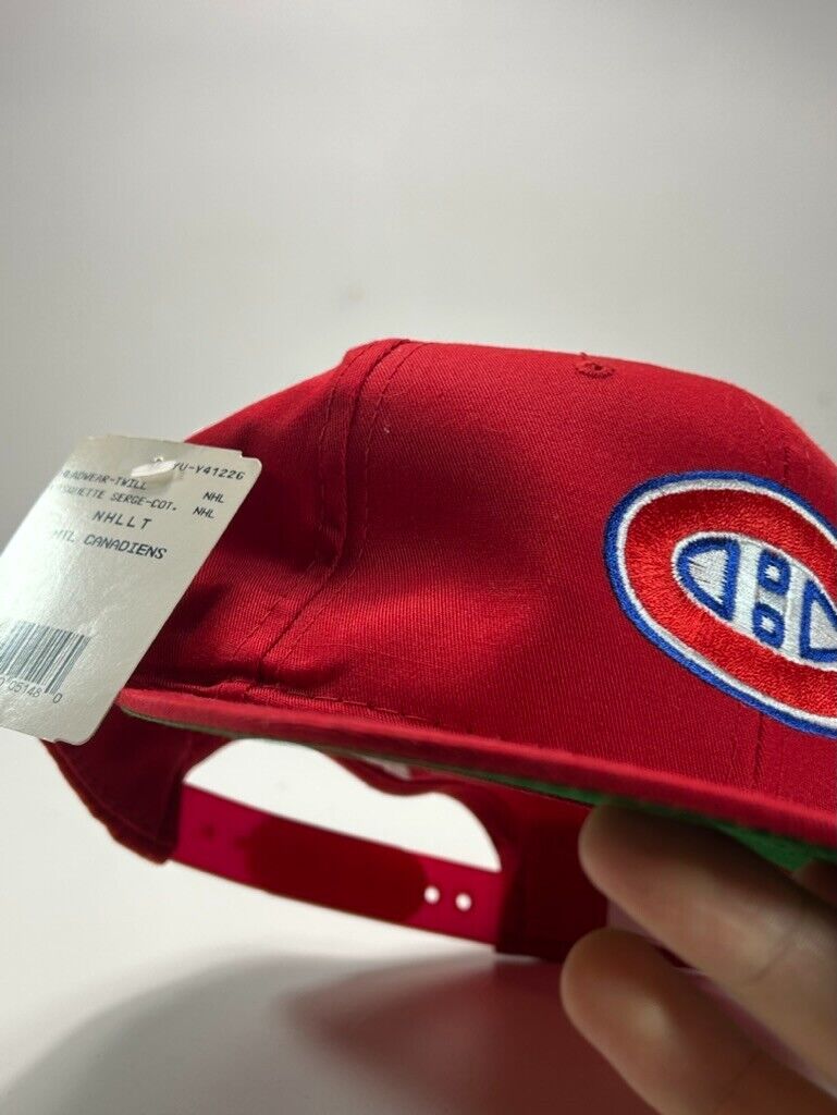 Vintage 90s Montreal Canadiens Embroidered Logo Starter Snapback Hat OSFA Red