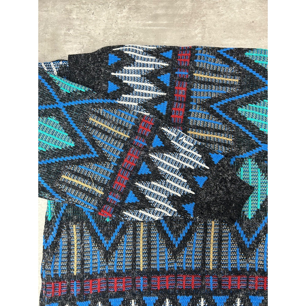 Vintage 80s/90s Scandia Geometric Stripe Print Pullover Knit Sweater Size Large