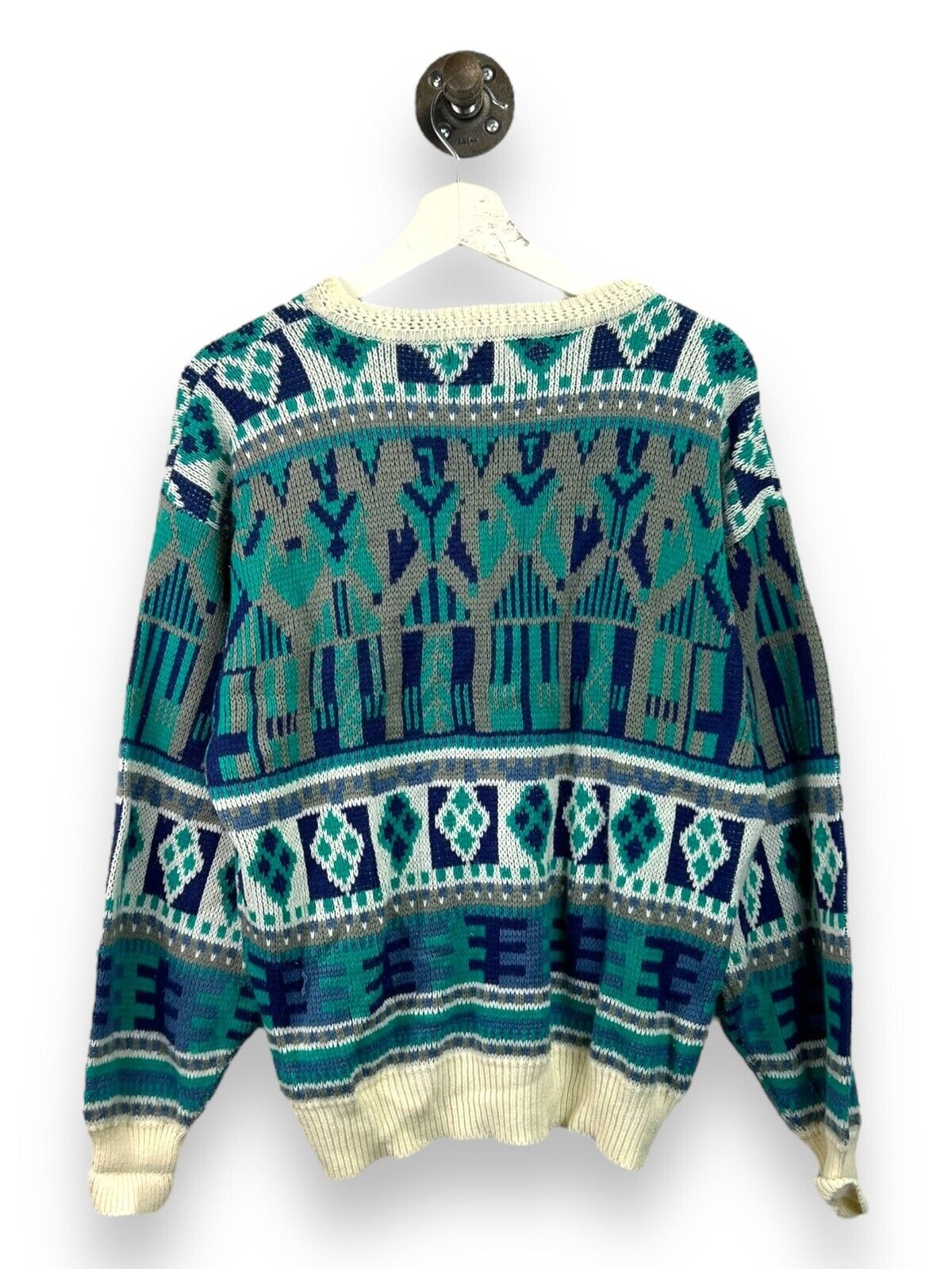 Vintage 90s Saturdays Geometric Print Pattern Knit Sweater Size Small