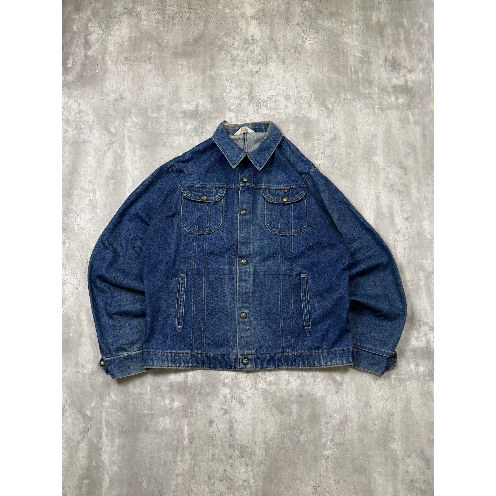 Vintage 1970s Key Imperial Dark Wash Denim Trucker Jacket Size