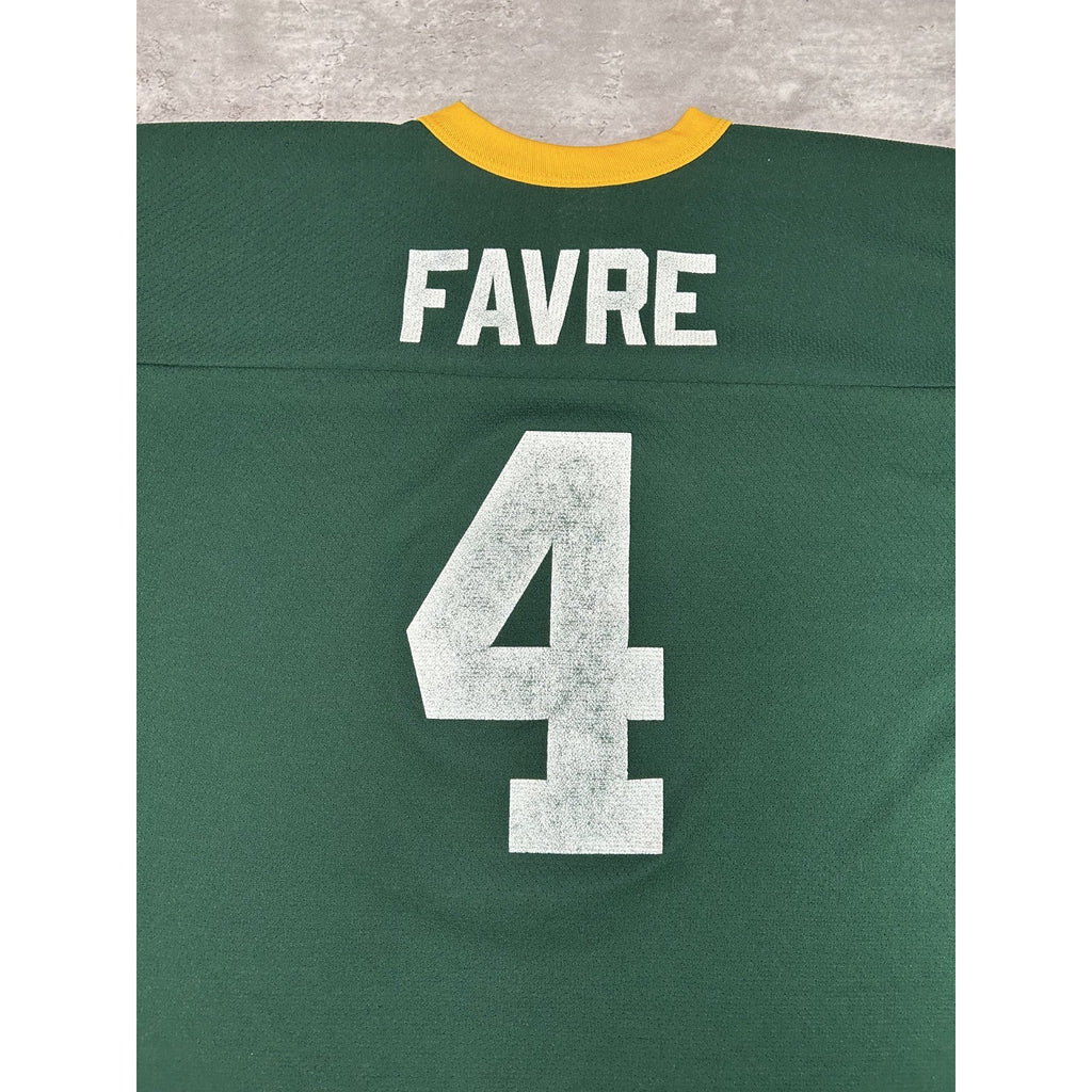 Vintage 90s Brett Favre #4 Green Bay Packers NFL Logo 7 Jersey Size Large Green
