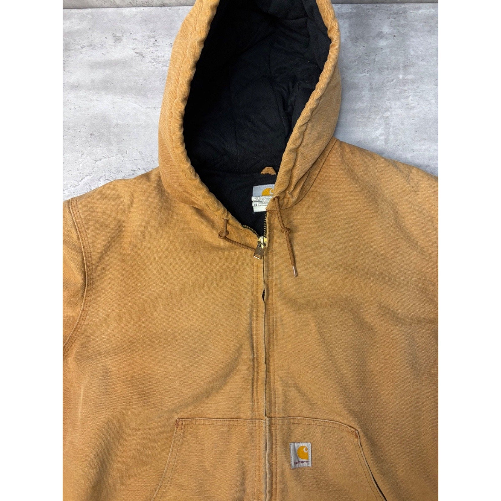 Vintage Carhartt Canvas Workwear Insulated Hooded Active Jacket Sz XL UJ140 BRN