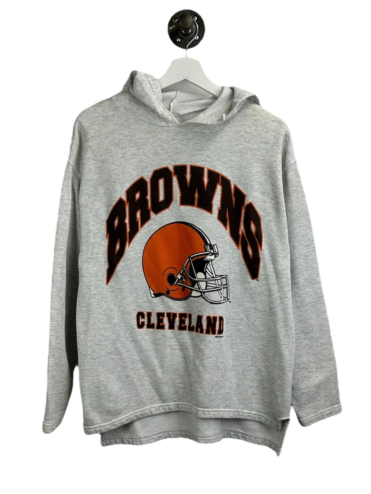 Vintage 1998 Cleveland Browns NFL Spellout Helmet Hooded Sweatshirt Size Medium