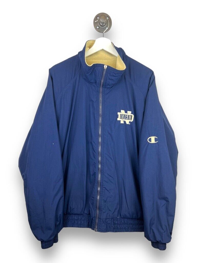 Vintage 90s Notre Dame Fighting Irish Champion Fleece Lined NCAA Jacket Size 2XL