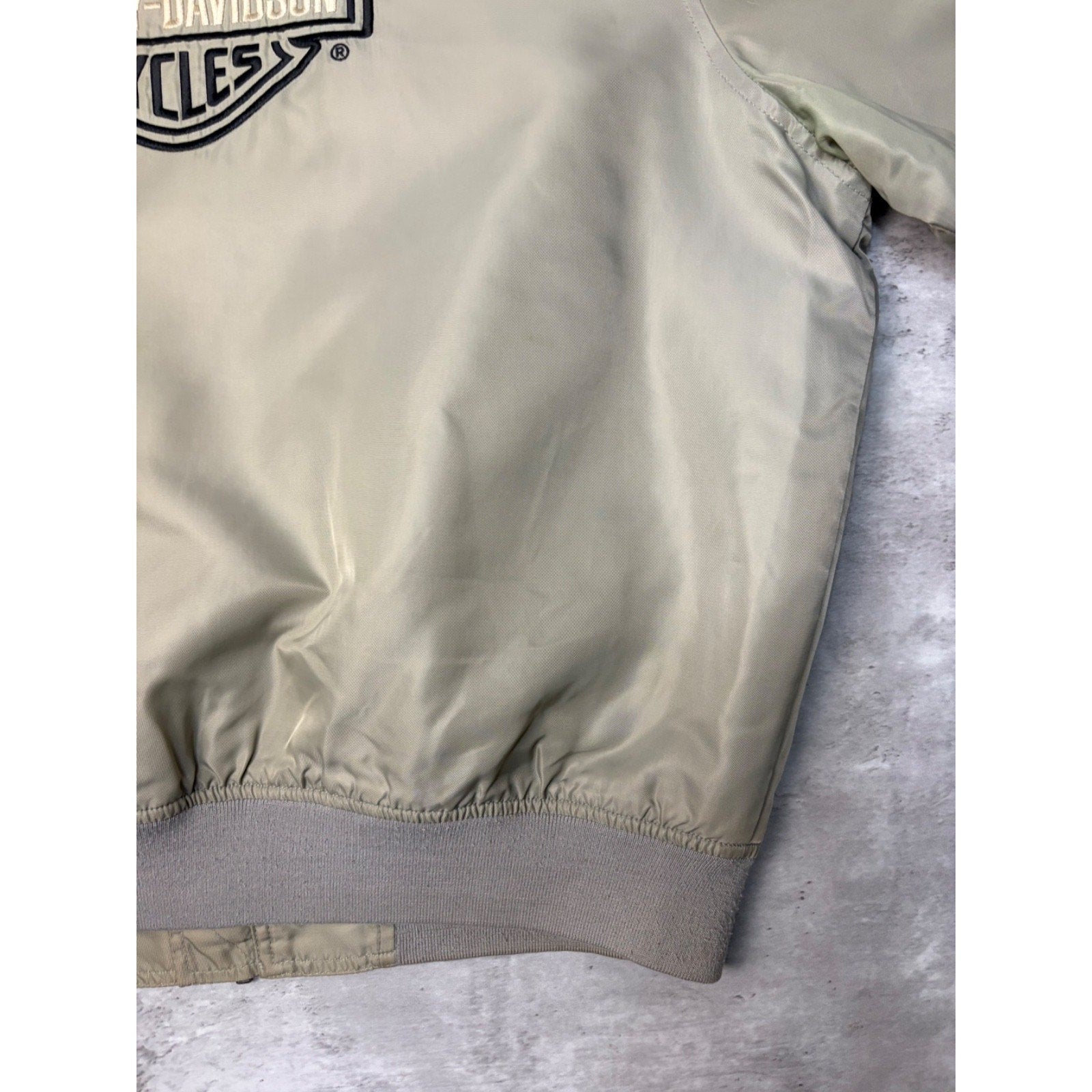 Vintage Harley Davidson Embroidered Patch Nylon Full Zip Bomber Jacket Size XL