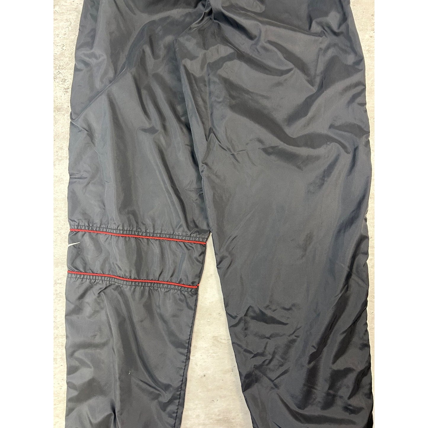 Vintage Nike Embroidered Swoosh Nylon Track Pants Size Medium Black