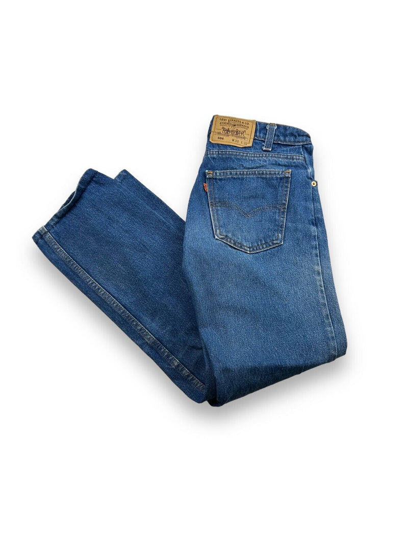 Vintage 90s Levis 506 Orange Tab Dark Wash Denim Pants Size 28W Blue