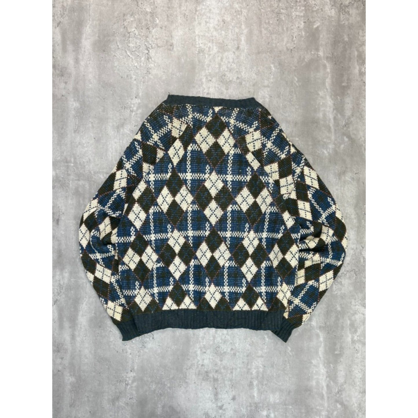 Vintage 90s Crossings Argyle Print Pullover Knit Sweater Size Large