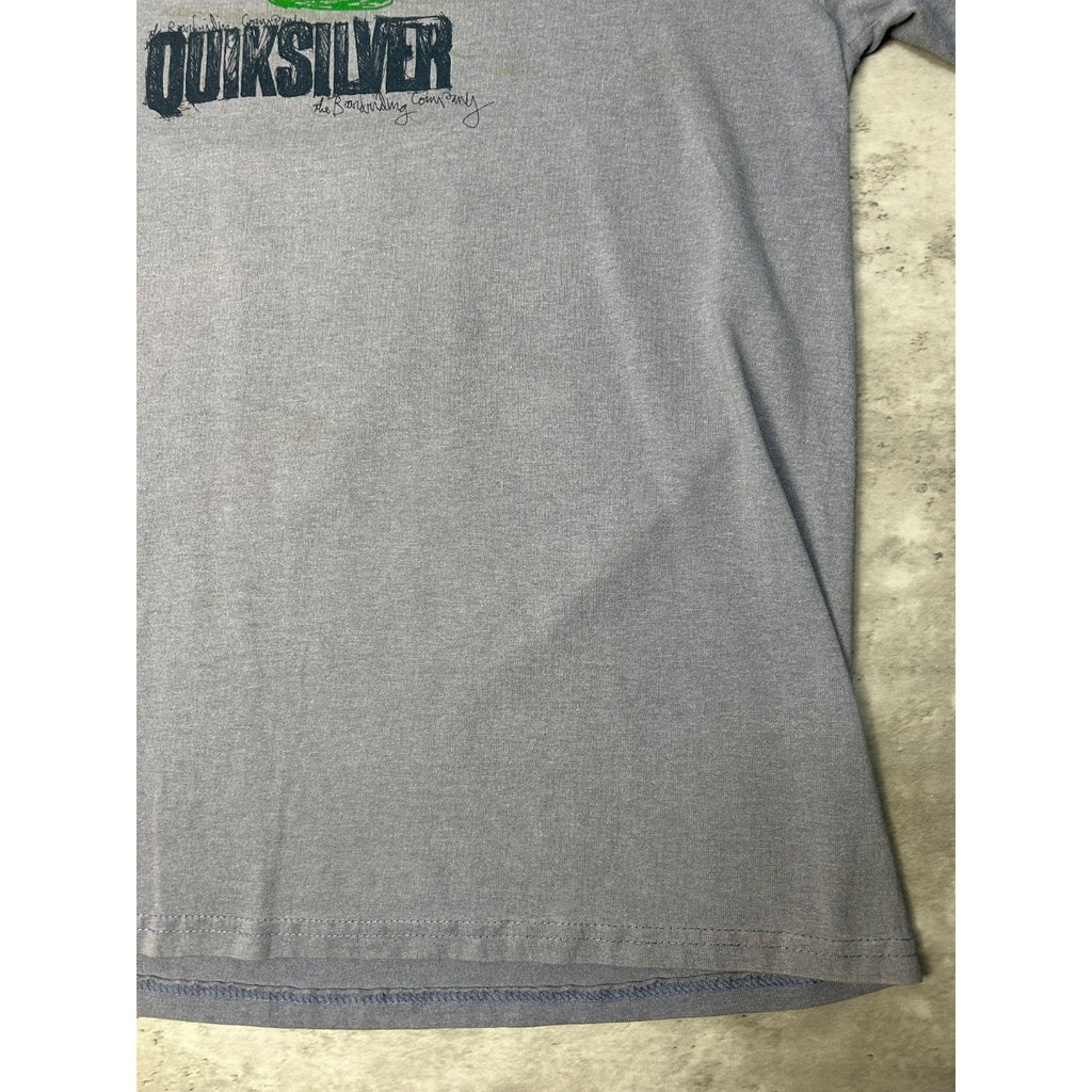 Vintage Y2K Quiksilver Spellout Logo Graphic Ringer T-Shirt Size Large