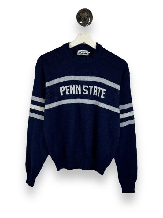 Vintage 80s Penn State Nittany Lions NCAA Spellout Graphic Knit Sweater Sz Small