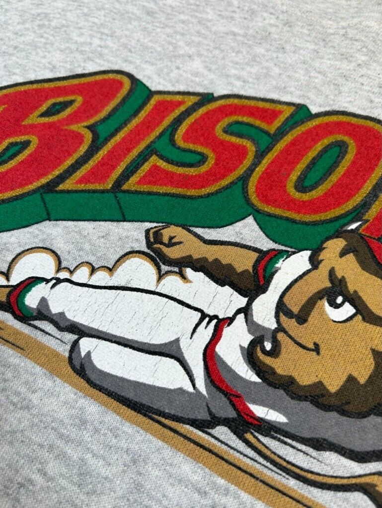 Vintage 90s Buffalo Bisons MiLB Graphic Baseball Sweatshirt Size 2XL Gray