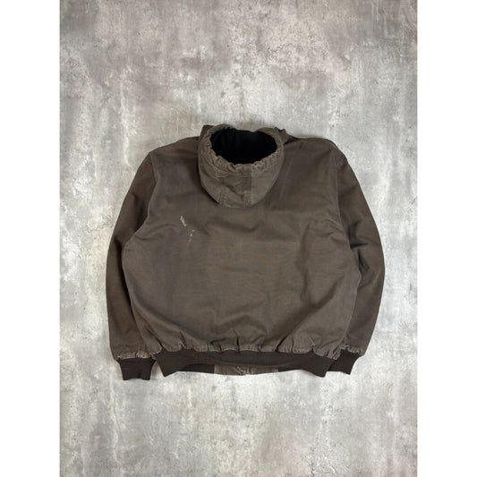 Vintage The Walls Blizzard Pruf Canvas Workwear Hooded Jacket Size XL Brown