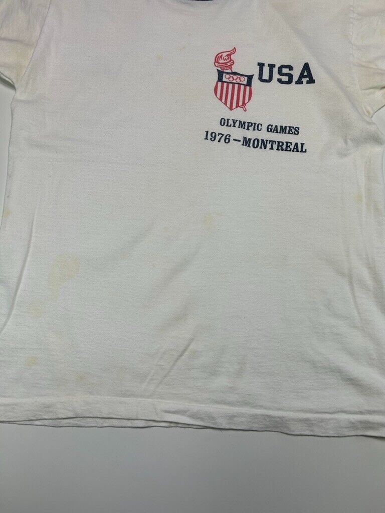 Vintage 70s Montreal Olympics Games Team USA Crest Graphic T-Shirt Size Small