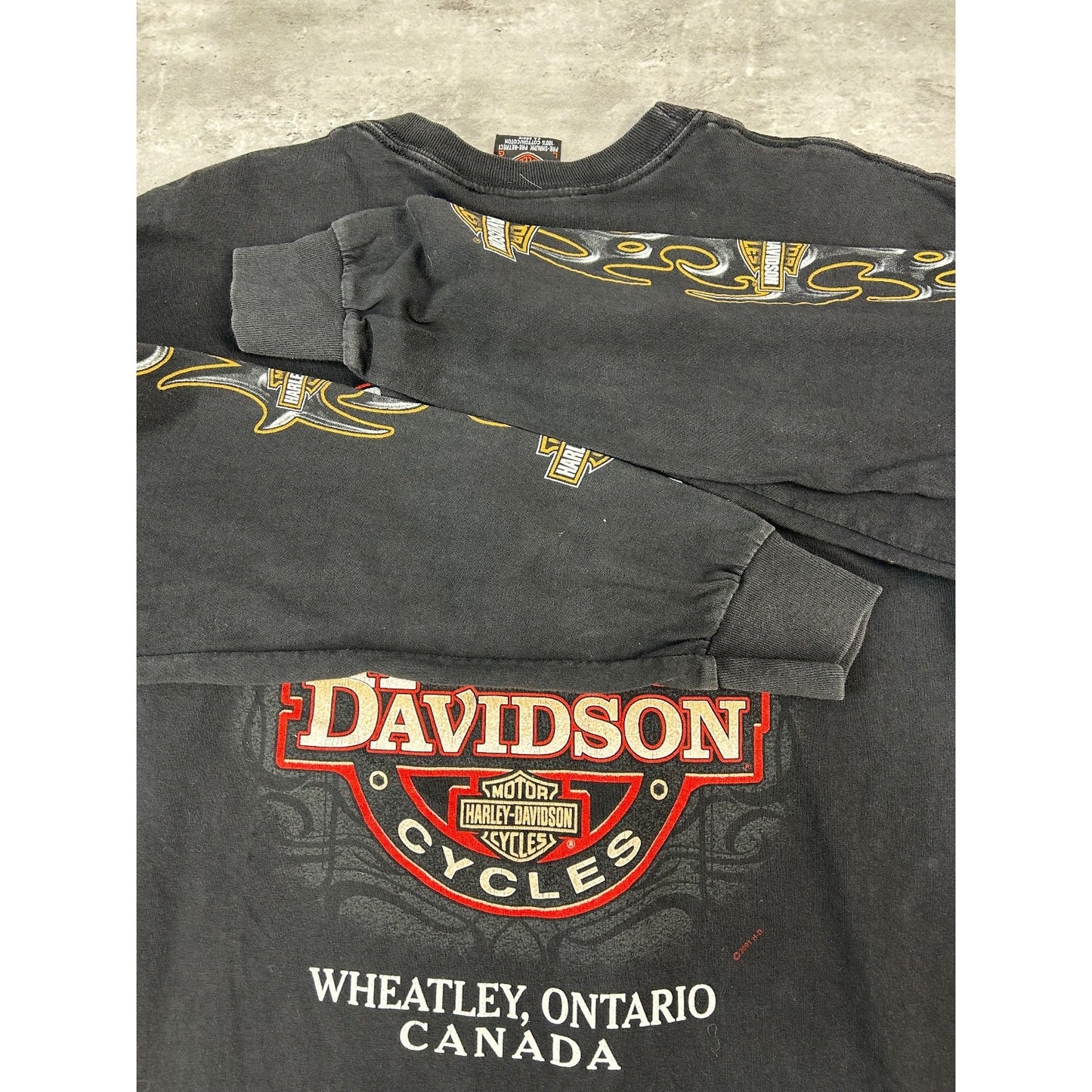 Vintage Harley Davidson Classic Logo Sleeve Print Long Sleeve T-Shirt Size Large