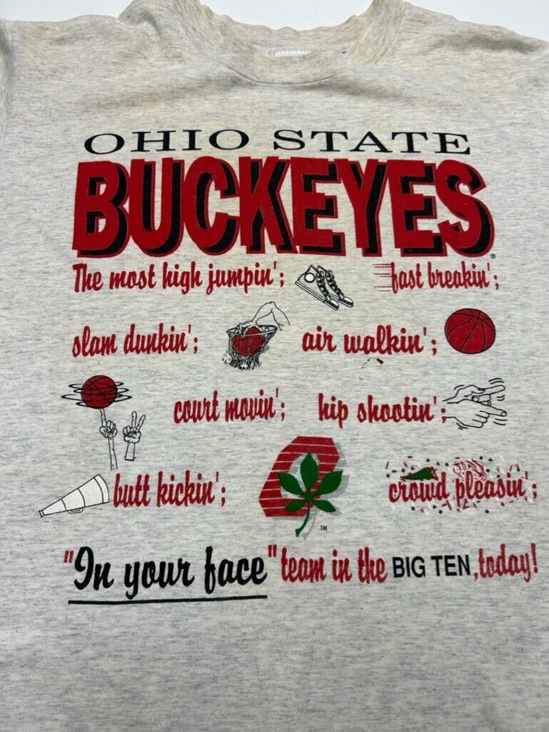 Vtg 90s Ohio State Buckeyes In Your Face Team In The Big 10 Today T-Shirt Sz XL