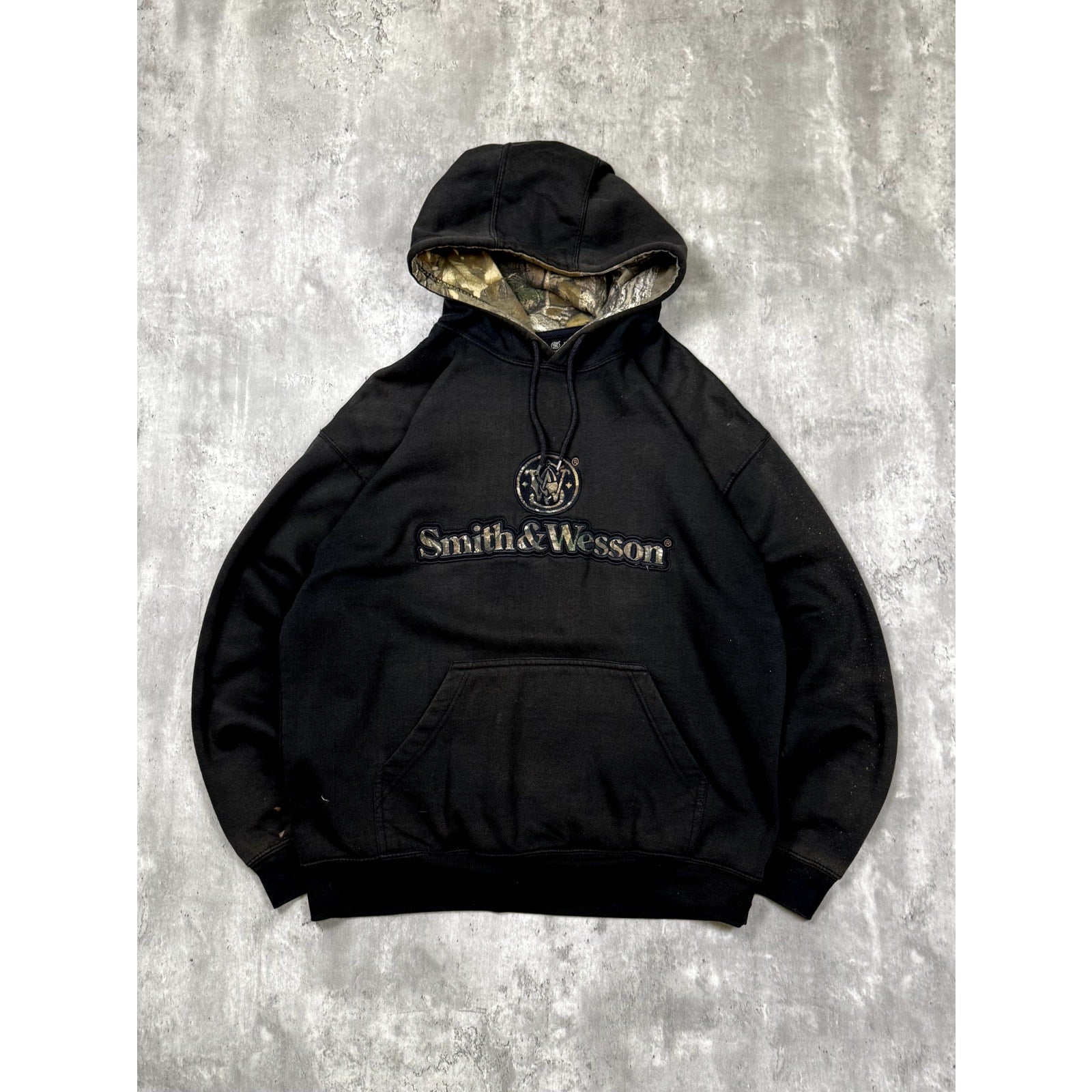 Vintage Smith & Wesson Realtree Xtra Spellout Logo Hooded Sweatshirt Size Large