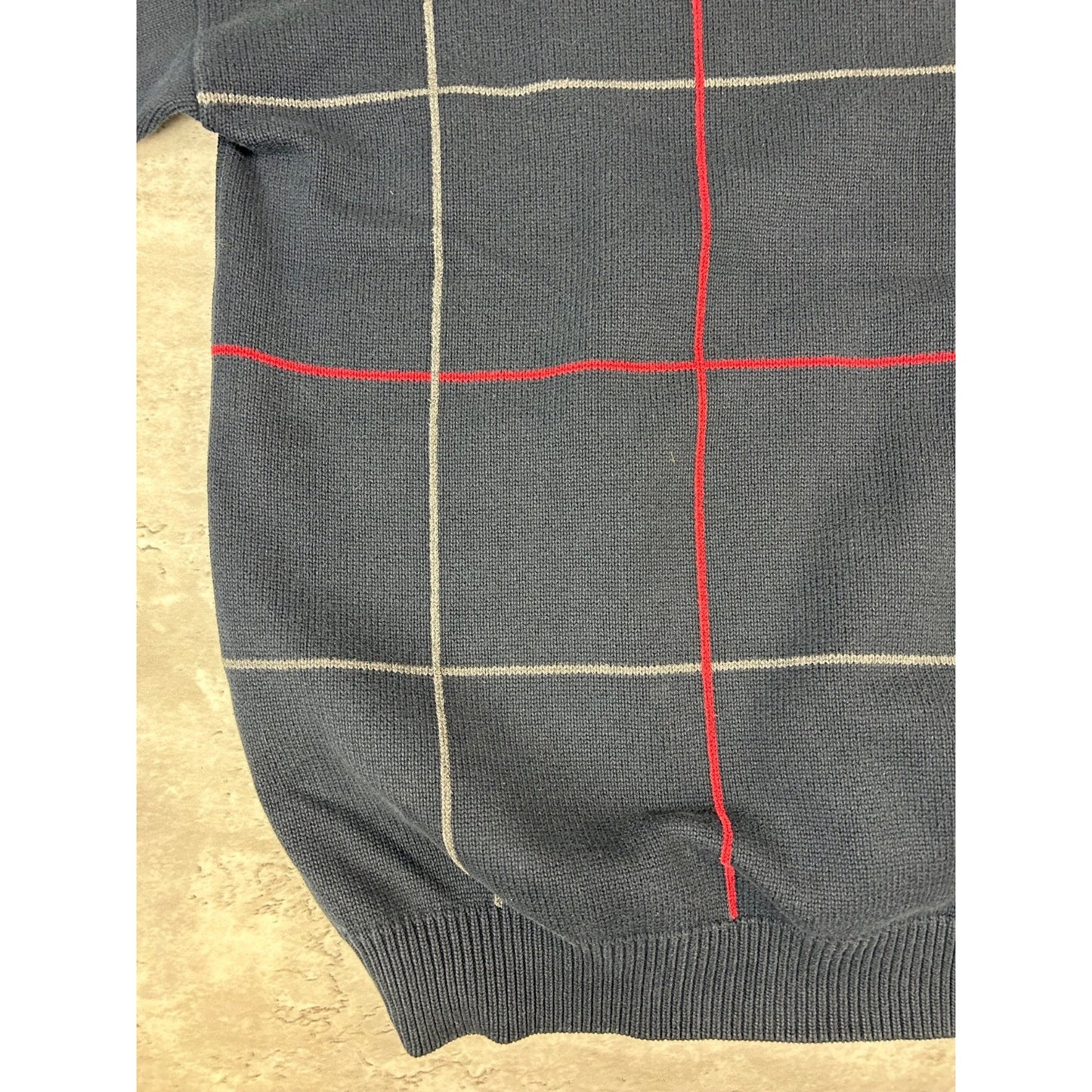 Vintage Nautica Embroidered Logo Checkered Knit Sweater Size XXL