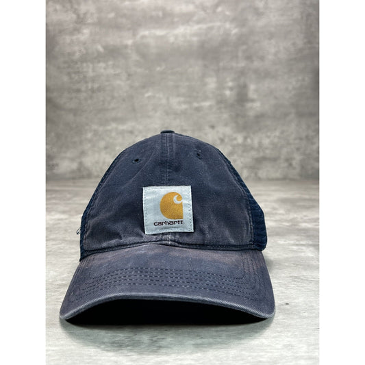 Carhartt Workwear Embroidered Patch Trucker Snapback Hat OSFA Navy Blue