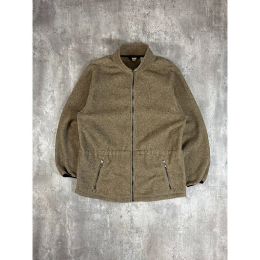 Vintage Eddie Bauer Fleece Full Zip Sweatshirt Size Large Beige