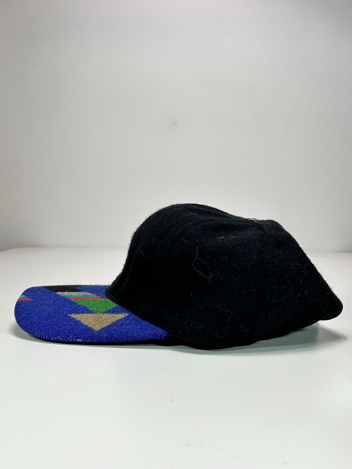 Vintage 90s Pendleton Western Wear Aztec Brim Strapback Hat OSFA Black