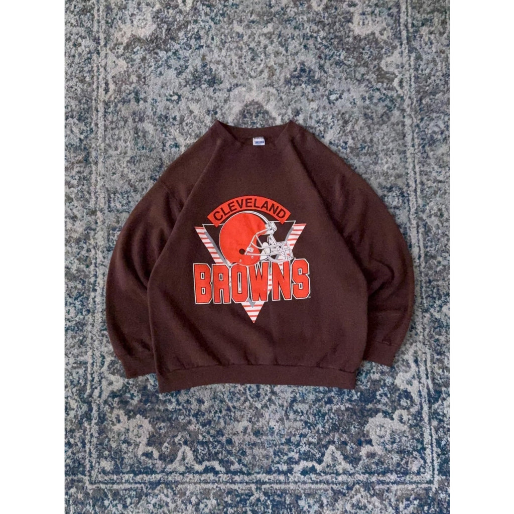 Vintage 90s Cleveland Browns NFL Helmet Graphic Spellout Sweatshirt Size XL