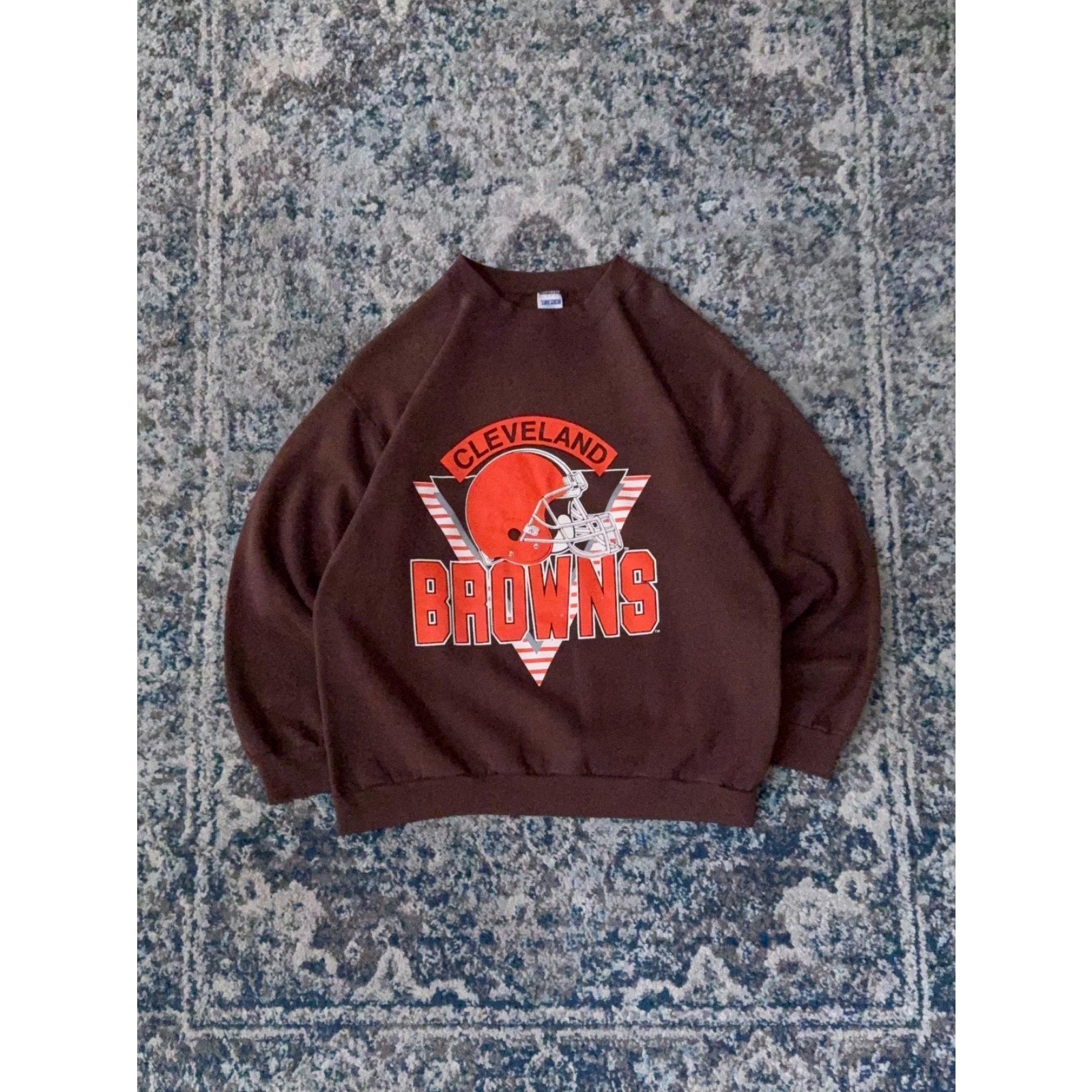 Vintage 90s Cleveland Browns NFL Helmet Graphic Spellout Sweatshirt Size XL