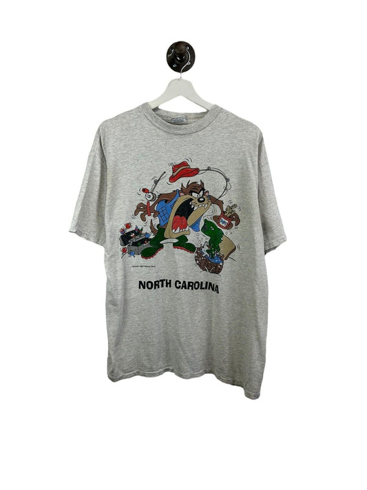 Vintage 1997 Looney Tunes Taz Fishing Outdoors North Carolina T-Shirt Size XL