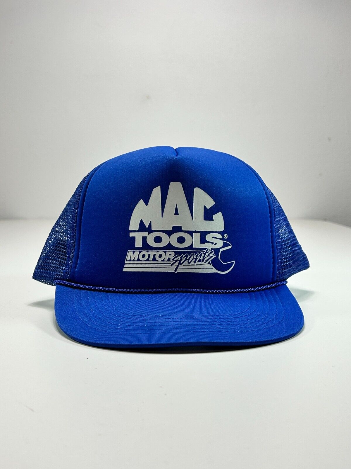 Vintage 80s/90s Mac Tools Motorsports Trucker Snapback Hat OSFA Blue