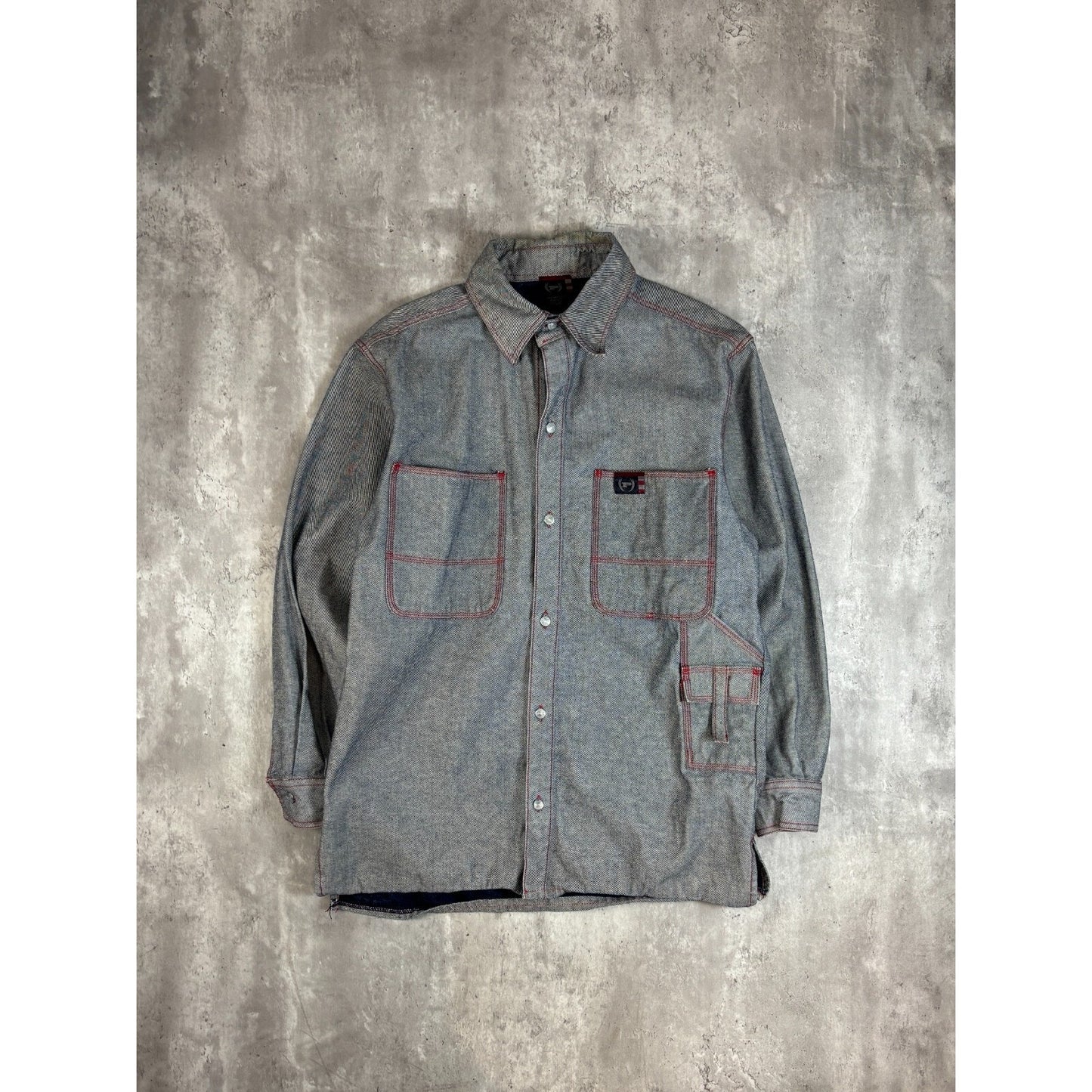 Vintage Y2K Phat Farm Denim Multi Pocket Light Wash Jacket Size Large