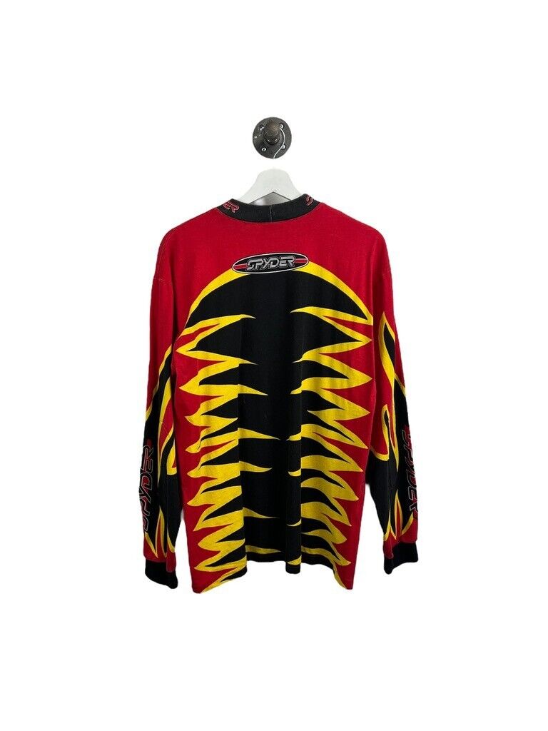 Vintage 90s Spyder All Over Print Long Sleeve Motocross Jersey T-Shirt Sz Small