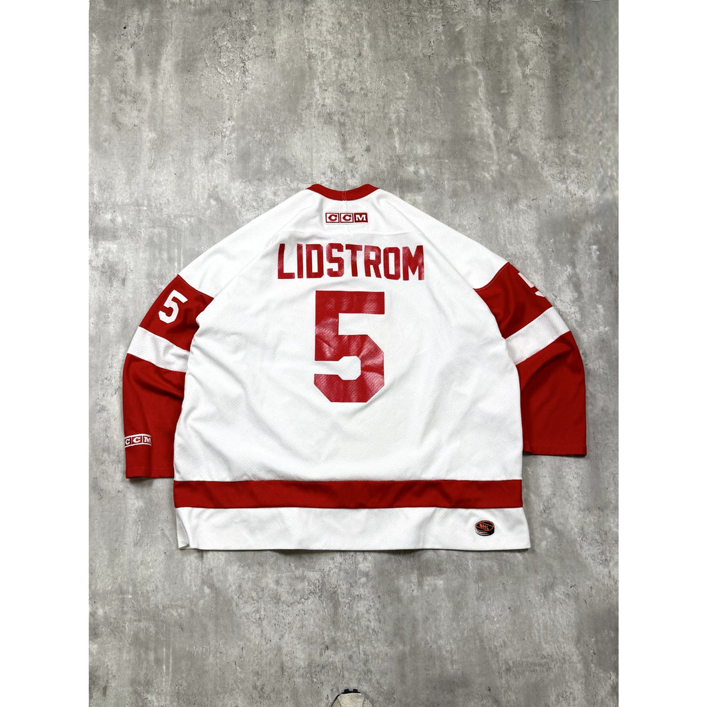 Vintage Nicklas Lidstrom #5 Detroit Red Wings NHL Stitched Hockey Jersey Sz 2XL