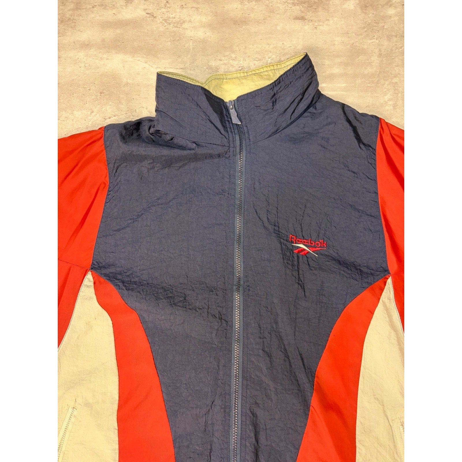Vintage 90s Reebok Embroidered Logo Nylon Windbreaker Jacket Size Large