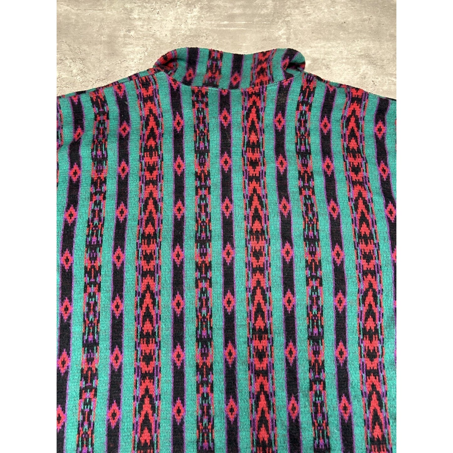 Vintage 90s Denim Express Aztec Striped Print 3/4 Button Sweatshirt Size Large