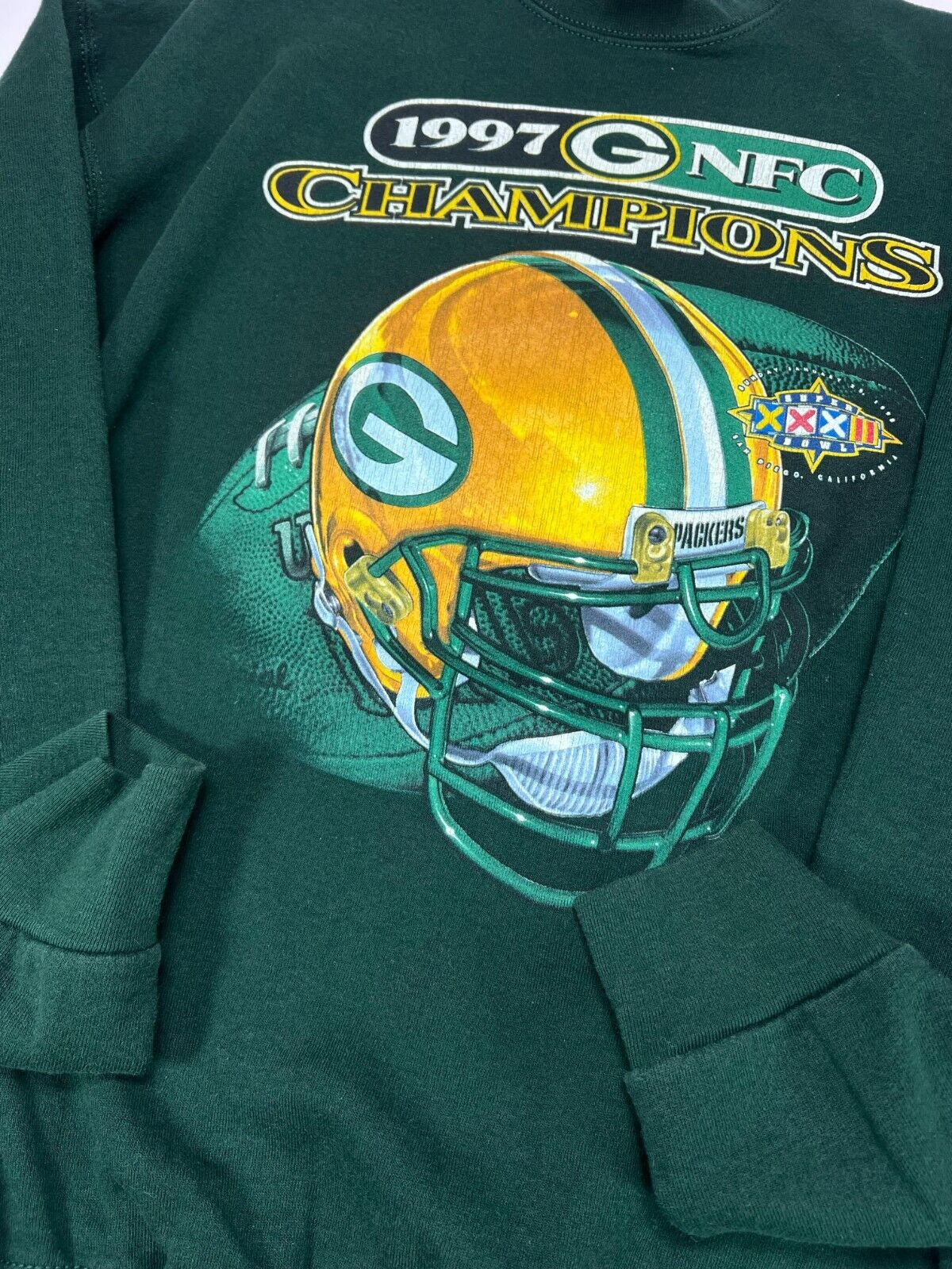 Vintage 1997 Green Bay Packers NFL Super Bowl XXXII Sweatshirt Size 2XL Green