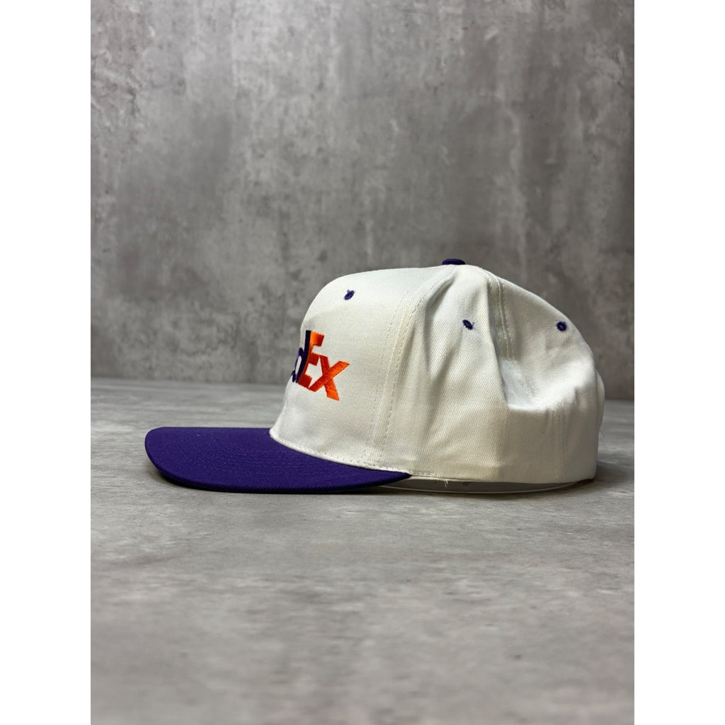Vintage 90s FedEx Embroidered Logo Two Tone Snapback Hat OSFA