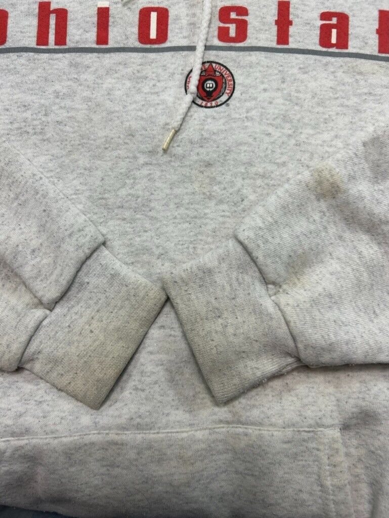 Vintage 90s Ohio State Buckeyes NCAA Collegiate Spellout Hooded Sweatshirt Sz XL