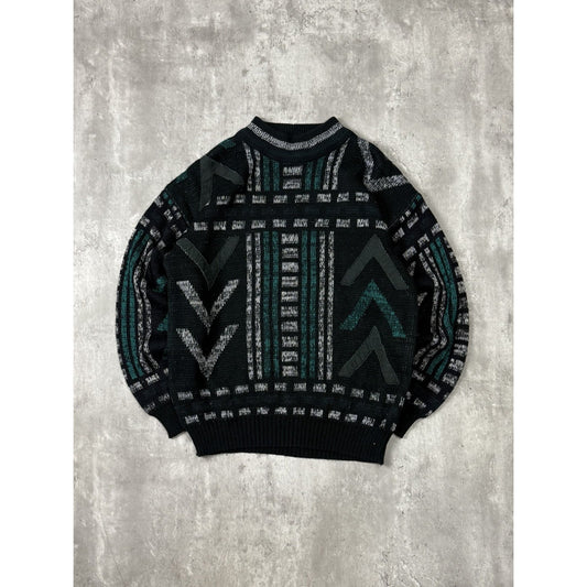 Vintage 90s Abstract Pattern Print Pullover Knit Sweater Size Large