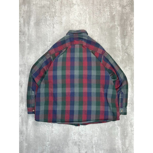 Vintage Ozark Wilderness Plaid Double Pocket Long Sleeve Button Up Shirt Sz 2XL