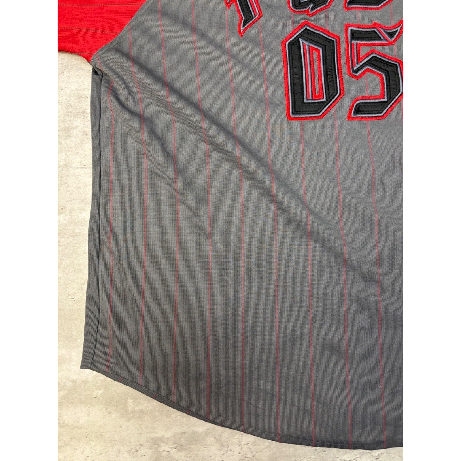 Vintage Y2K Fubu Stitched Logo Pinstripe Baseball Jersey Size 2XL