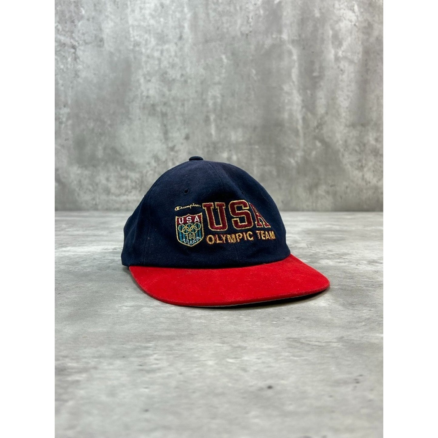 Vintage 90s USA Olympic Team Embroidered Spellout Crest Snapback Hat OSFA