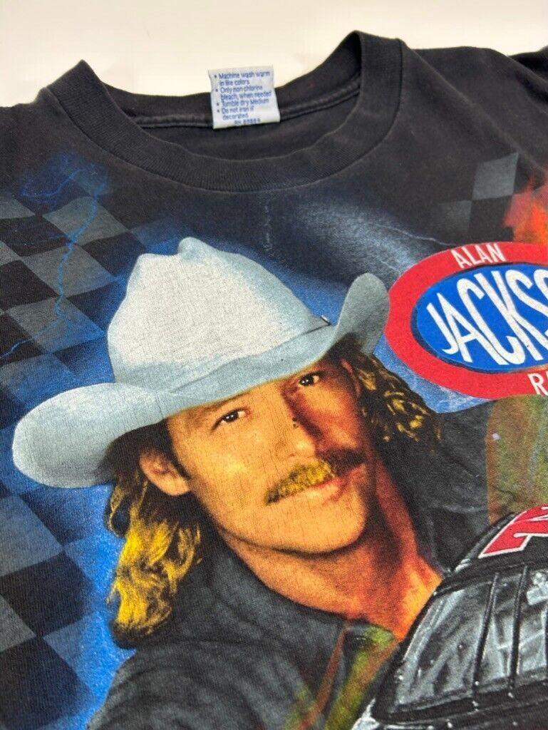 Vintage 1999 Alan Jackson Racing Country Music Graphic T-Shirt Size Large 90s