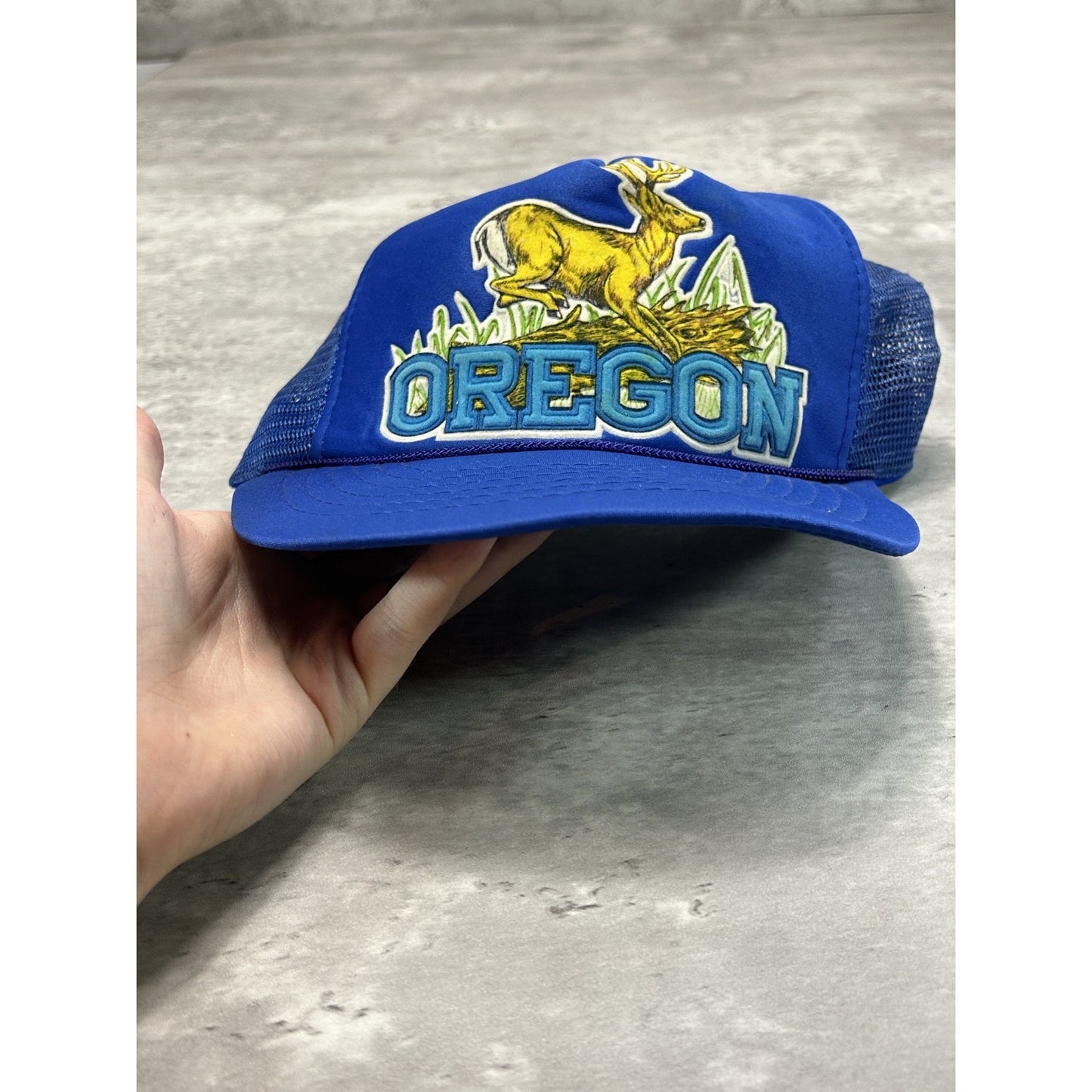 Vintage 80s Oregon Deer Graphic Nature Destination Trucker Snapback Hat OSFA