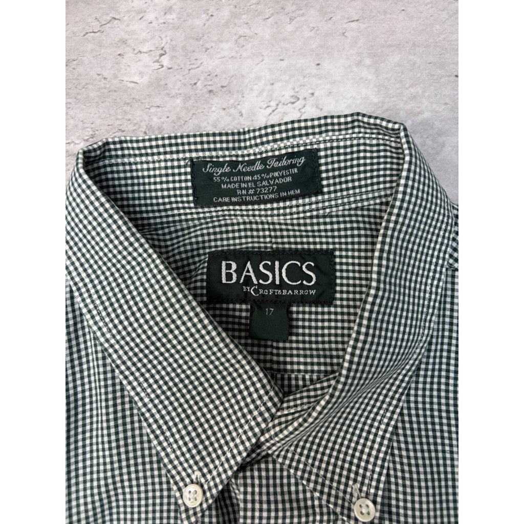 Croft & Barrow Basics Single Pocket Plaid Reworked Cropped Button Up Shirt Sz XL